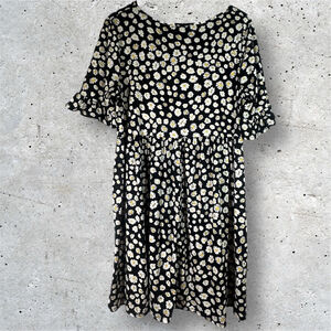 Vibe Sportswear Dress Women’s Size 1X‎ Black Daisy Floral Casual